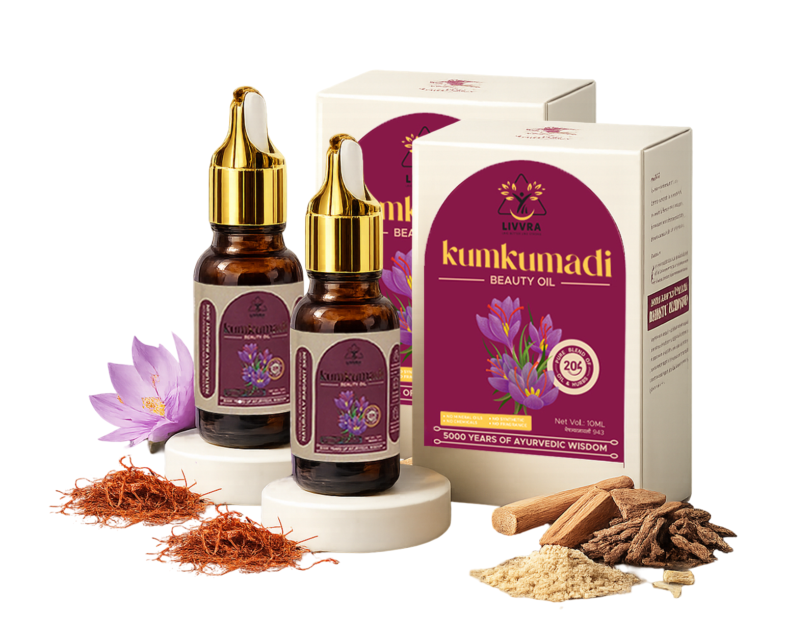 ✨ LIVVRA Kumkumadi Beauty Oil – 2 Pack Combo (10ml x 2) – 20% OFF