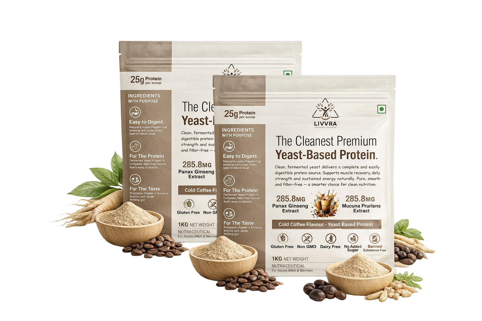💪 LIVVRA The Cleanest Premium Yeast-Based Protein – 2 Pack Combo (1 Kg x 2)