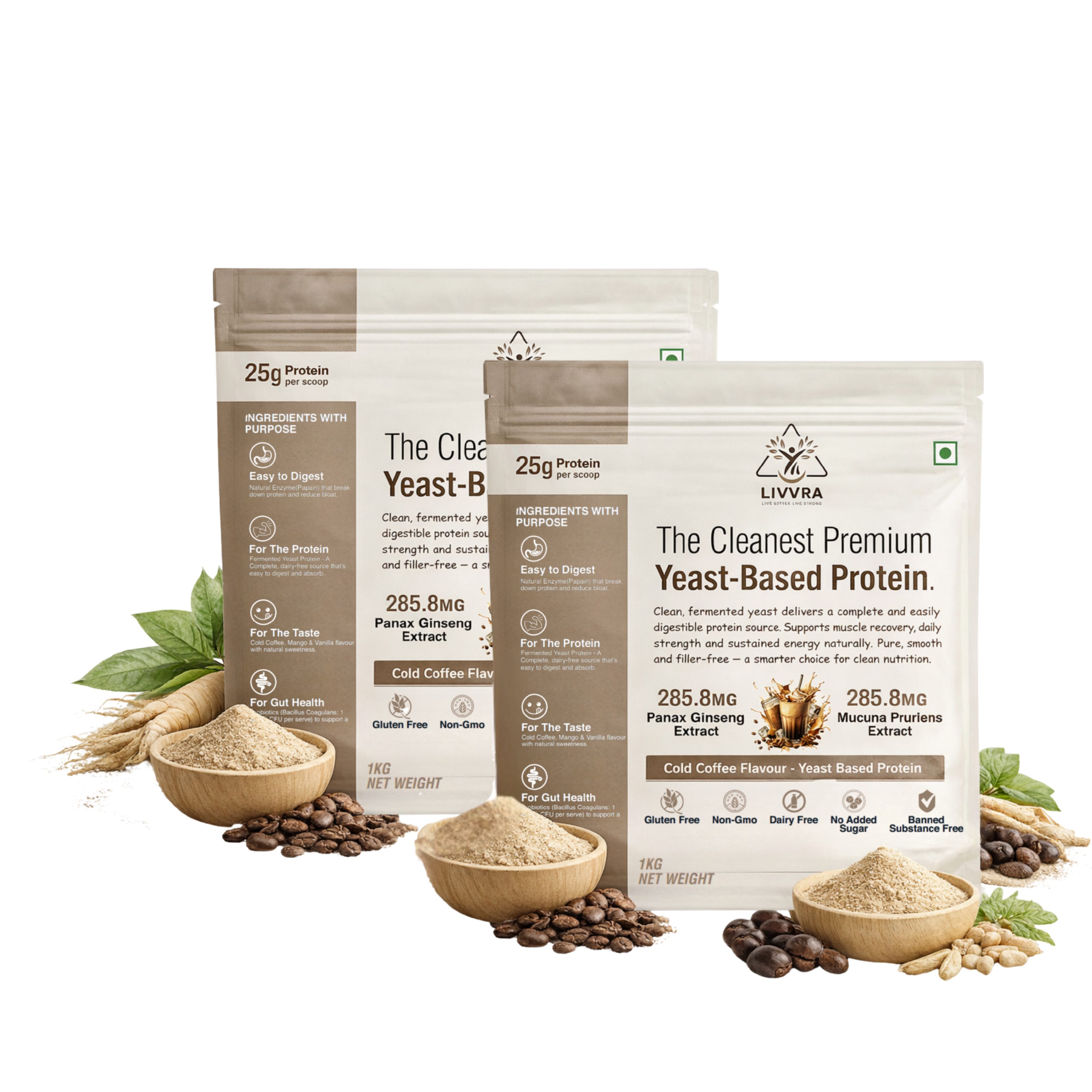 💪 LIVVRA The Cleanest Premium Yeast-Based Protein – 2 Pack Combo (1 Kg x 2)