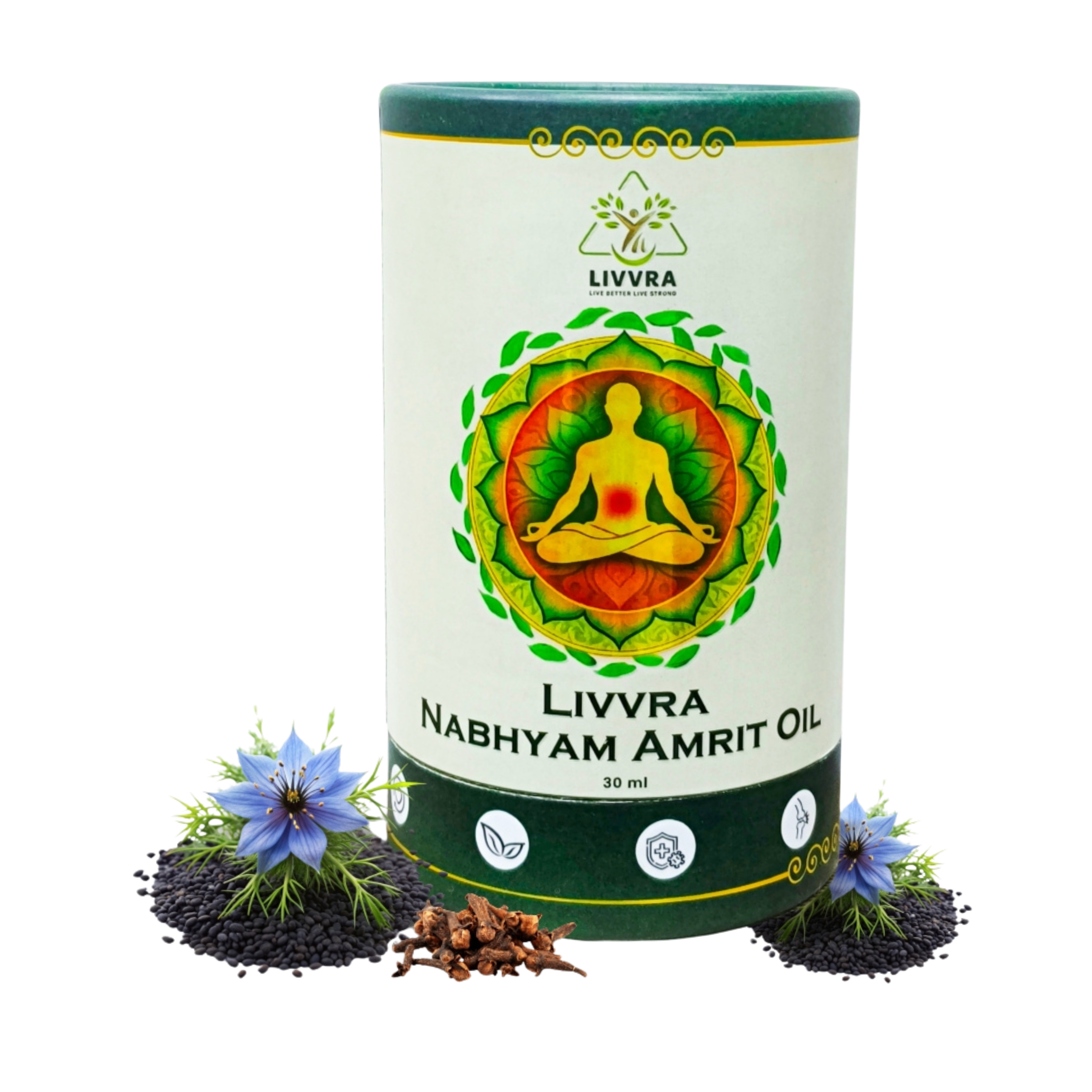 🌿 Livvra Nabhyam Amrit Oil – Ayurvedic Navel Care Oil (30ml) 💧
